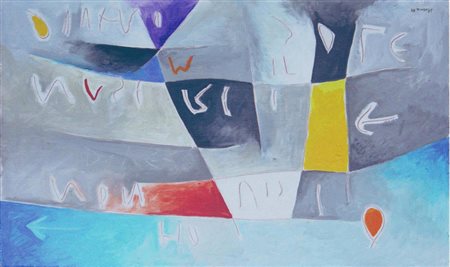 Renzo Nucara,"Scrittura" e olio e tm mista su tela 30x50 Autentica...