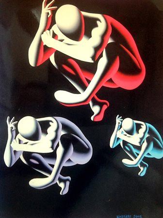 Mark Kostabi "Figure sospese" 2006 - Olio su tela cm 150x120 - Autentica...