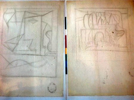 Attanasio Soldati "Senza titolo" 1946/47 - Disegno a matita avanti retro cm...