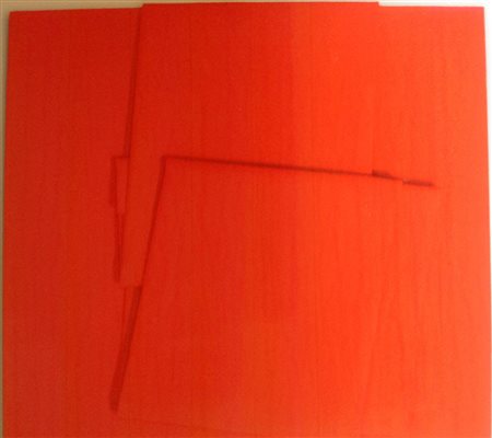 Cesare Berlingeri "Rosso Piegato" 2015 - cm 91x100 - Pigmenti su tela piegata...