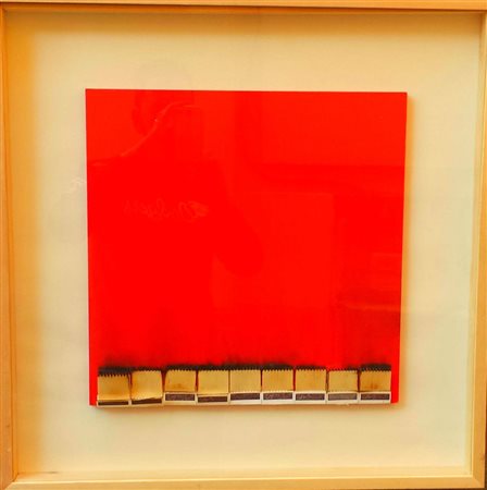 Bernard Aubertin "Dessin de feu" - cm 40 x 40 su tavola - Autentica e...