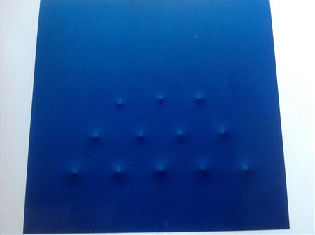 Angelo Brescianini "spari di pistola su alluminio blu cm 120x120 - Autentica...