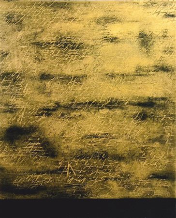 Alfredo Rapetti," Scrittura a fondo oro",Tecnica mista su tela cm 120x100...