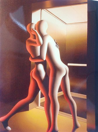 Mark Kostabi "L'ascensore" 2016 - Olio su tela cm 150x120 - Autentica...