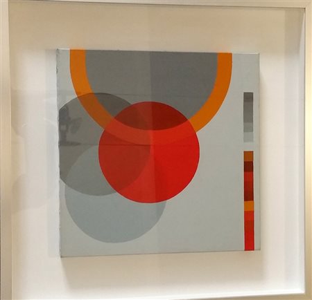 Joel Stein "Ombres claires en rouge" 1990 - Olio su tela cm 30 x 30 diagonale...