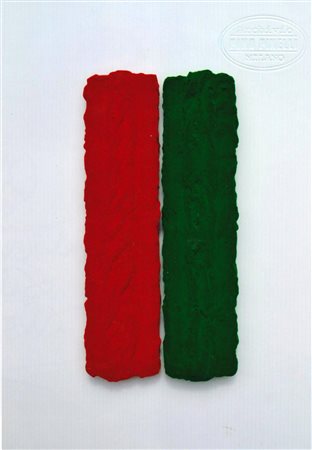 Pino Pinelli "Pittura rosso-verde" 1994 - T.m. a 2 elementi di colore in teca...