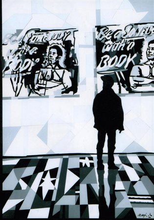 Ugo Nespolo "Om body" - Acrilici su legno intarsiato - cm 100x70 - Firma in...