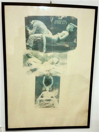 Mimmo Rotella "Senza titolo" 1975 - Defaçage cm 100x70 - Autentica della...