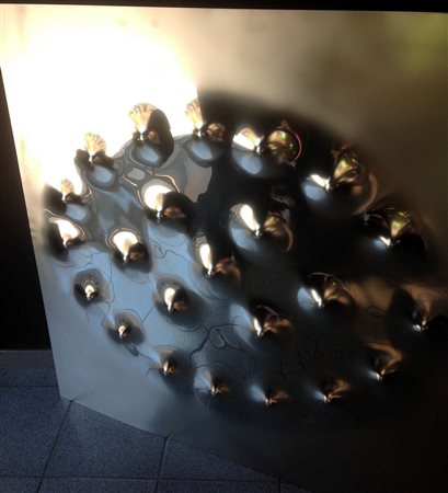 Angelo Brescianini "Spari di fucile su lamiera inox" - Spari su lamiera inox...