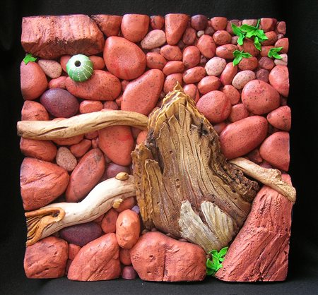 Piero Gilardi "Scogli rossi" - Poliuretano espanso - cm 70x70 - Autentica...