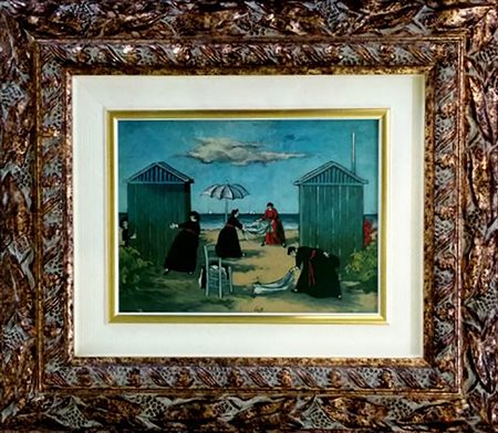 Nino Caffè "Dietro la cabina" - Olio su tavola - cm 20x30 - Firma in basso al...