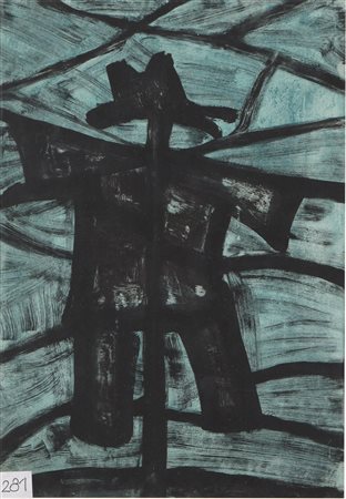 Francesco Casorati "Spaventapasseri" 1957 - Olio su carta - cm 70x50 - Firma...