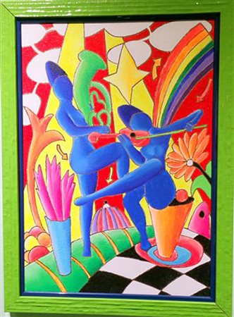 Giancarlo Montuschi "Serenata" - Olio e sabbia su tela - cm 50x35 - Firma in...