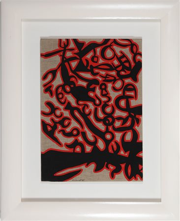 ACCARDI CARLA (n. 1924) Rossonero. 1985. Vinilico su tela. Cm 50,00 x 70,00....