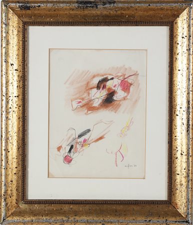 AFRO (1912 - 1976) Senza titolo. 1955. Tecnica mista su carta intelata. Cm...