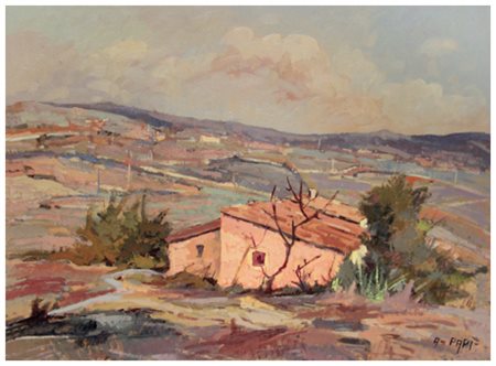 ALFONSO PAPI Castellina Marittima 1931 Senza titolo 1972 Olio su tavola 50 x...