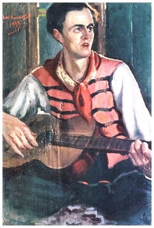 LORIS PASQUALI Pistoia 1880 – Udine 1936 Giovane con chitarra 1933 Olio su...