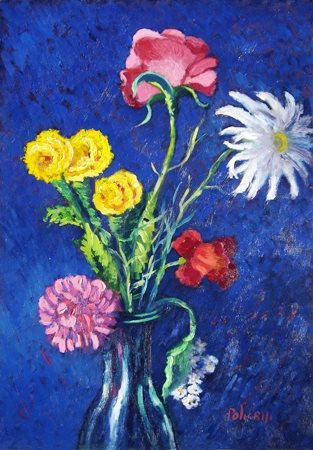 PASQUALE POLICRISI Pescia 1943 – Livorno 2004 Fiori Olio su faesite 50 x 35....