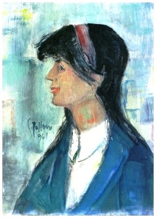 SILVIO POLLONI Firenze 1888 – Firenze 1972 Profilo di giovinetta 1961 Olio su...