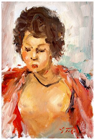 GINO TILI Fiesole 1920 – Firenze 2005 Figura Olio su tela 30 x 20. Firma in...