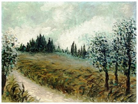 ENRICO ZINGONI Livorno 1918 – Livorno 1999 Paesaggio Olio su tavola 29,5 x...