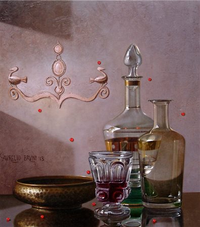 Aurelio Bruni 1955, Blera (Vt) - [Italia] Arabesco olio su tavola 50x44 cm...
