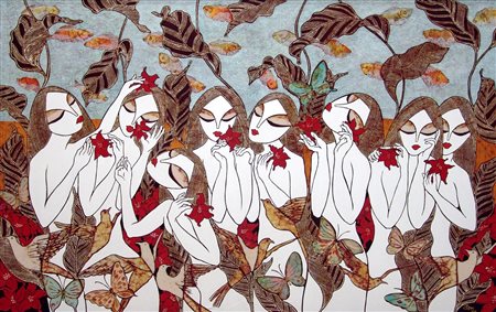 Sujak Rahman 1950, Singapore - [Repubblica di Singapore] In the garden batik...