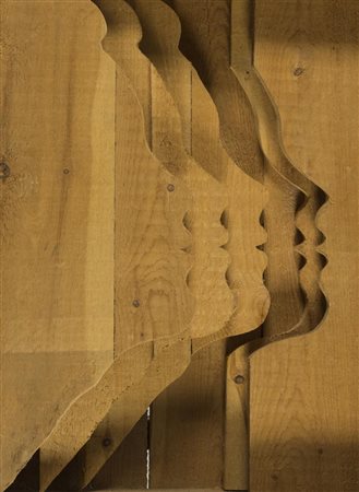 Mario Ceroli Profili 1972 Accumulazione di legno, cm. 80X60X20 Firma e data...