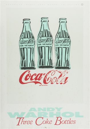 Andy Warhol Three coke bottles Serigrafia su carta cm. 100x70. Timbro...