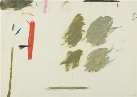 Giosetta Fioroni 4 stories 1960 Tecnica mista su cartoncino, cm. 50x70 Firma...