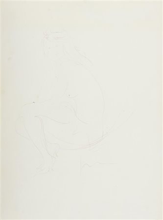 Lucio Fontana Nudo femminile 1957 Biro rossa su carta, cm. 66x49 Firmato in...