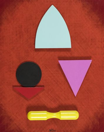 Lucio del Pezzo Senza titolo Collage e acrilico su tavola, cm. 50x40 Firmato...