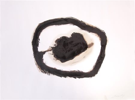 Jannis Kounellis Senza titolo Catrame su carta, cm. 44x57 Firmato in basso a...