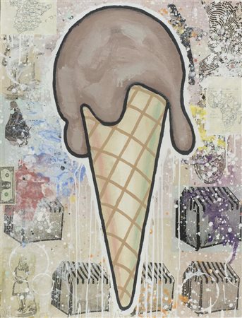 Donald Baechler Chocolate Cone with Maps 2007 Tecnica mista su carta, cm....