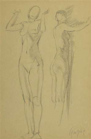 Valentino Ghiglia Nudi Matita su carta, cm. 38x25 Firmato in basso a destra.