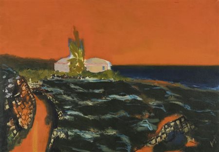 Renato Borsato Il vento tra gli ulivi 1964 Olio su tela, cm. 60x100 Firma e...