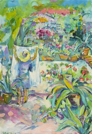 Claudio Malacarne Paesaggio 1992 Olio su cartone, cm. 103,5x72 Firma e data...