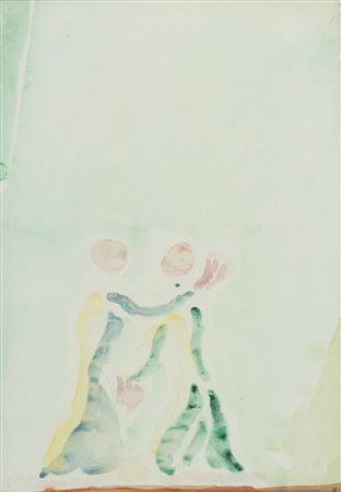Virgilio Guidi L'incontro 1968 Acquerello su carta intelata, cm. 50x35 Firma...