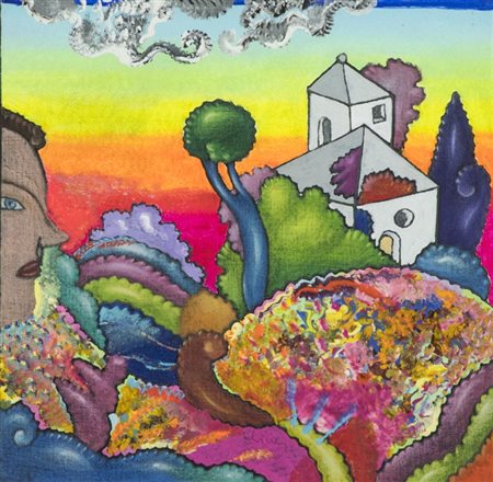 Luca Alinari Paesaggio Olio e tecnica mista su tela applicata su tavola, cm....