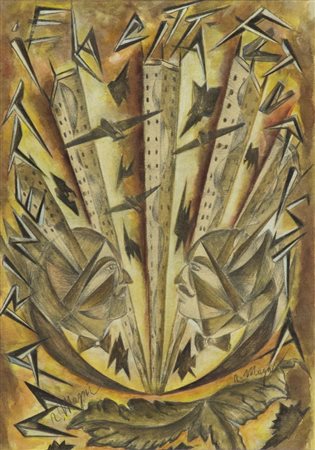 Riccardo Magni Marinetti e la città futurista Collage e tecnica mista su...