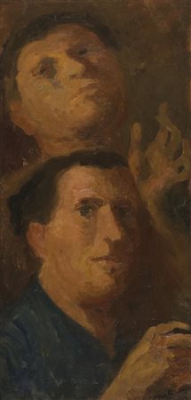 Luigi Montanarini Volti 1939 Olio su tela, cm. 71x35 Firma e data in basso a...