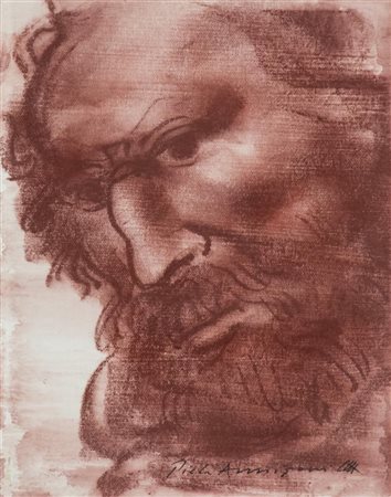 Pietro Annigoni Volto Sanguigna su cartoncino, cm. 19x14,5 Firmato in basso a...