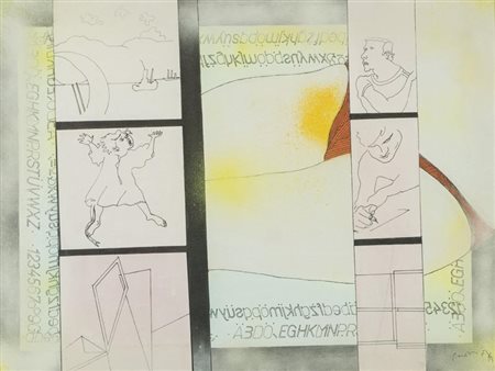 Stefano Benedetti 6 frasi ipersensibili 1973/74 Olio su tela, cm. 60x80 Firma...