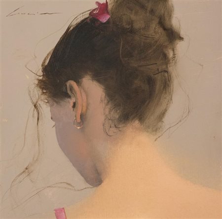 Renzo Crociara Figura di spalle 1992 Olio su tavola, cm. 28x28 Firmato in...