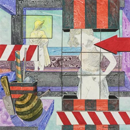 Tonino Caputo Andammo in vacanza Olio su tela, cm. 35x35 Firmato in basso a...