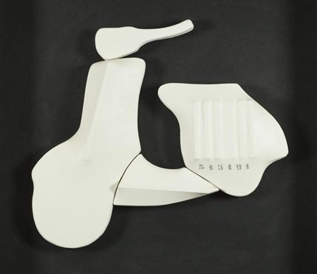 Fabrizio Giorgi Cosa Tela estroflessa su legno sagomato con led, cm. 40x44x7...