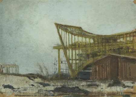 Pietro Annigoni Paesaggio Olio e tecnica mista su cartoncino, cm. 24x33...