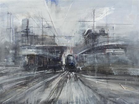 Riccardo Luchini Scalo Olio su tela, cm. 60x79,5 Firmato in basso al centro;...