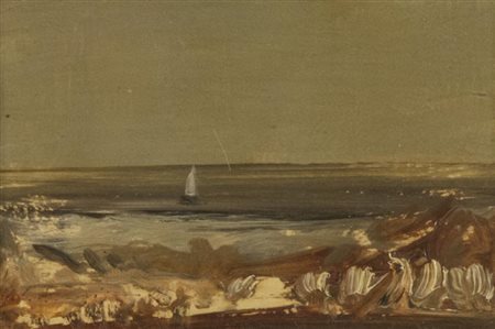 Pietro Annigoni Versilia Olio su cartone, cm. 9,5x14 Firmato in basso a...