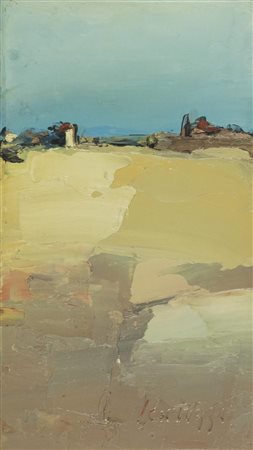 Sergio Scatizzi Paesaggio Olio su tavola, cm. 51x30 Firmato in basso a...